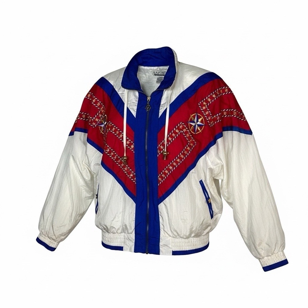 VTG Lavon Petites Nautical Windbreaker Jacket Maritime Fisherman Aesthetic Sz PS